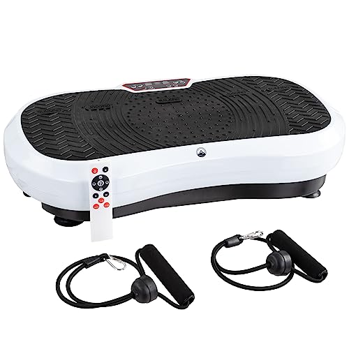 Vibration Plate Exercise Machine - Vibrating Platform with Adjustable Speed and 3 Strength Modes - Workout Equipment by WakemanBlack/White